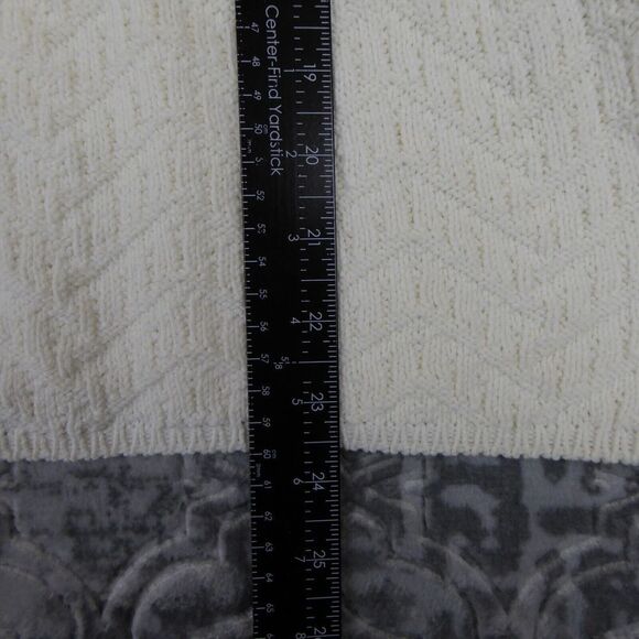 WHBM Sweater Women's Small Ivory Mock Neck Embellished Fringed Cable Knit - Picture 7 of 11